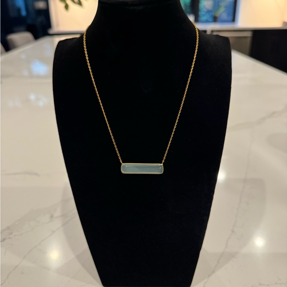 Argento Vivo Gold Necklace with Aqua Color Bar